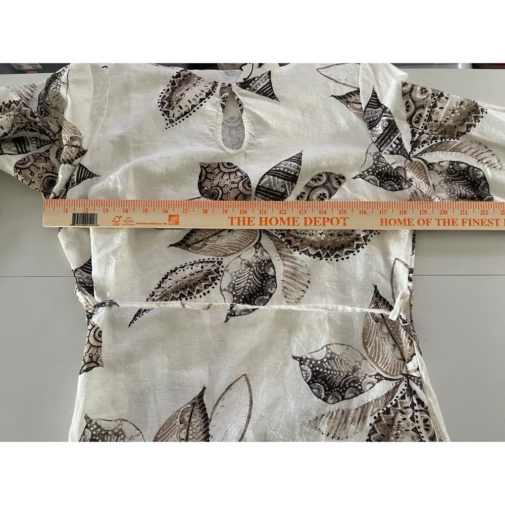 La Piccola Creativa Italy Linen‎ Cotton Floral Dress Long Sleeve Size L NWT - Picture 5 of 8